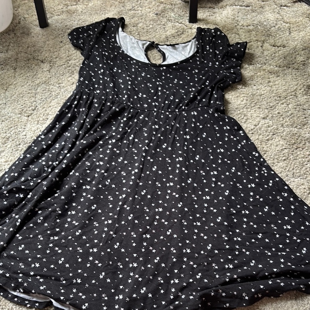 Torrid Black and White Casual Sundress with Flutter Sleeves